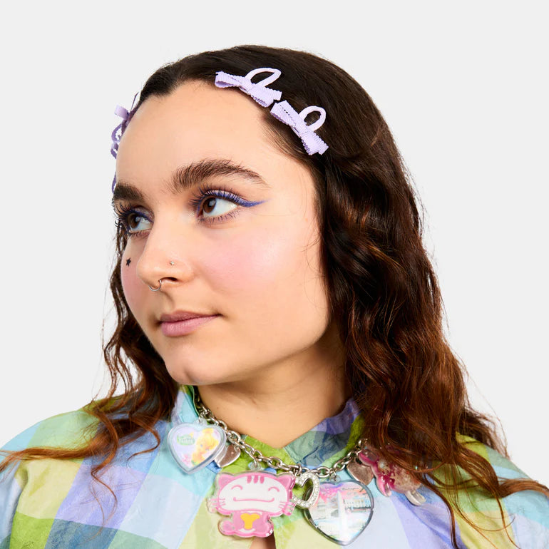 Lavender Bow Snap Clips