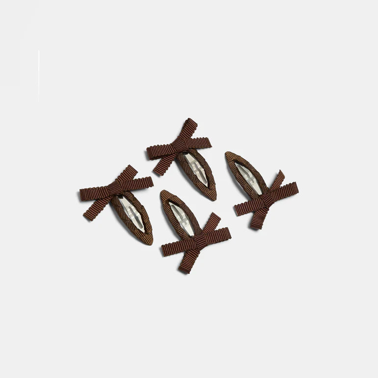 Brown Bow Snap Clips