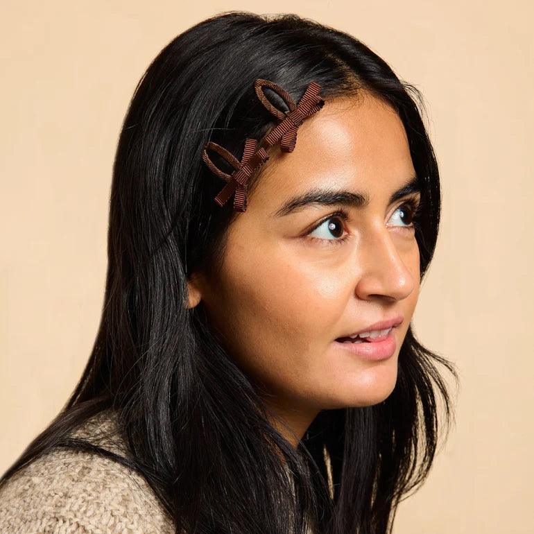 Brown Bow Snap Clips