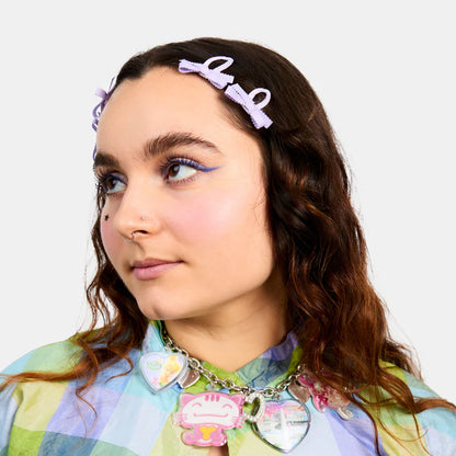 Lavender Bow Snap Clips