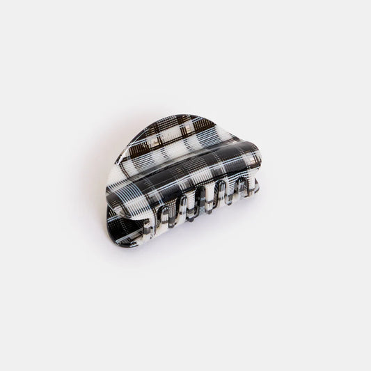Black + White Plaid Mini Claw